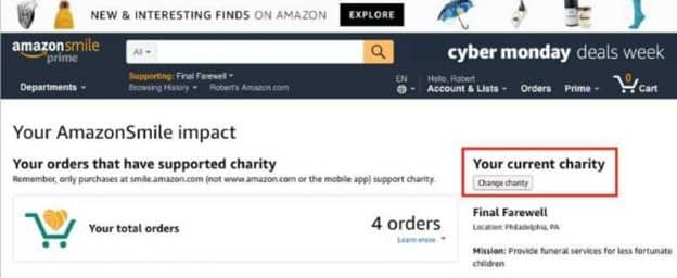 What is Amazon Smile change my charity